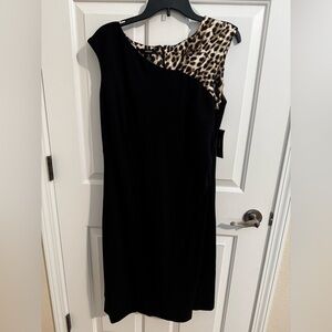 Alfani New Black Animal Print Sleeveless Cocktail Dress Size 14